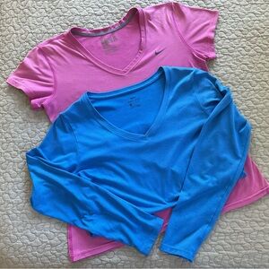 Nike Pink Dri-FIT Short Sleeve **Med and Nike Blue Dri-FIT Long Sleeve **Large